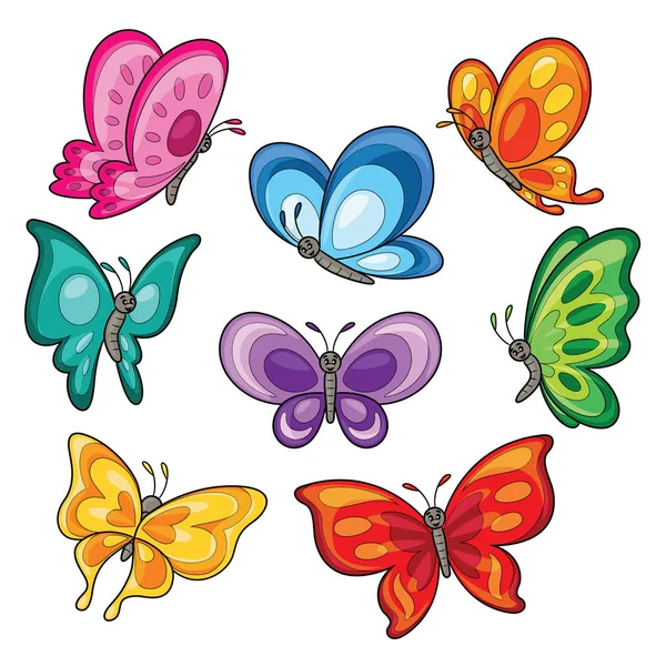 Illustration Cartoon Cute Colorful Butterflies — Stock Vector