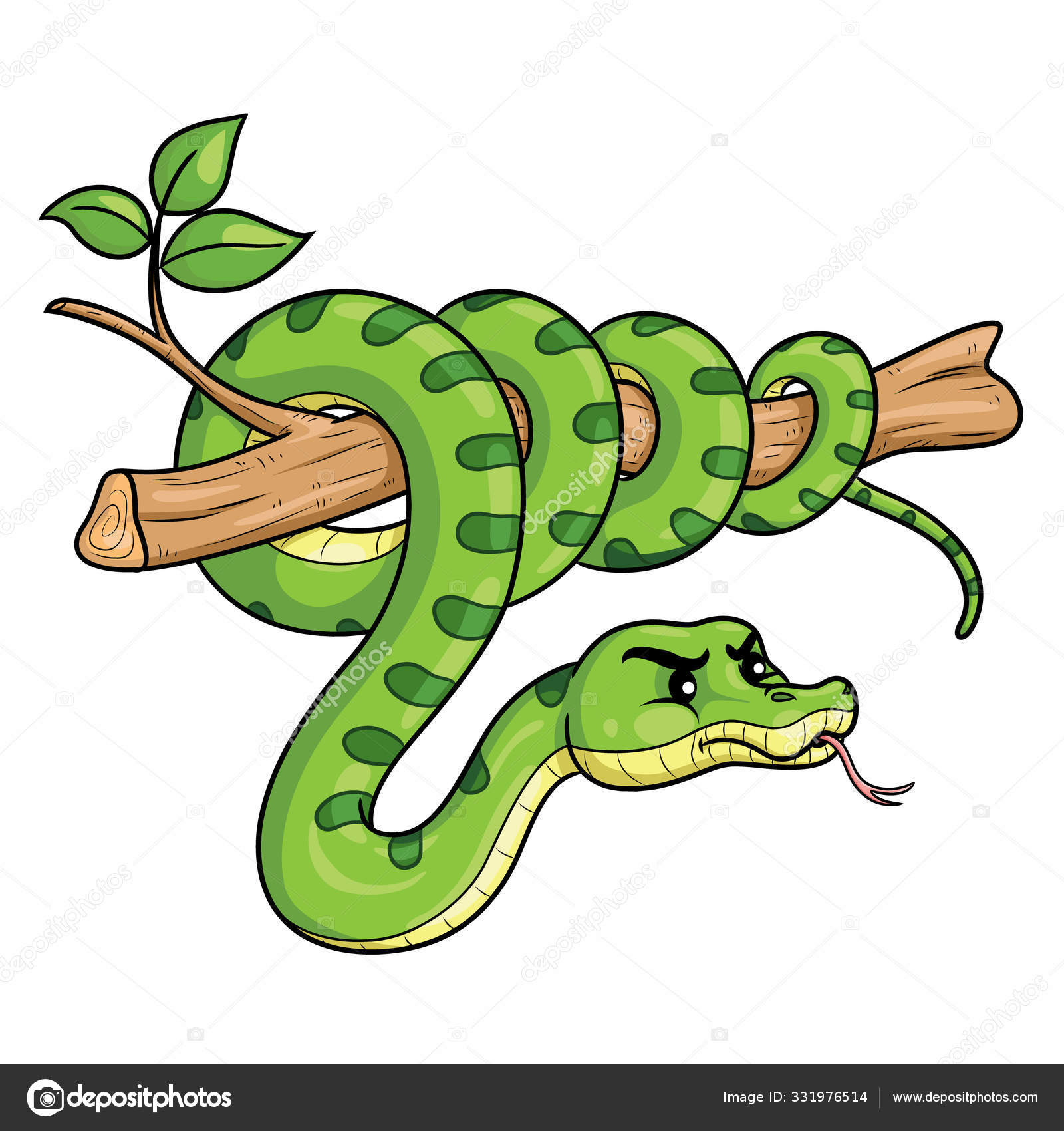 desenho de cobra verde bonitinha 10382171 Vetor no Vecteezy