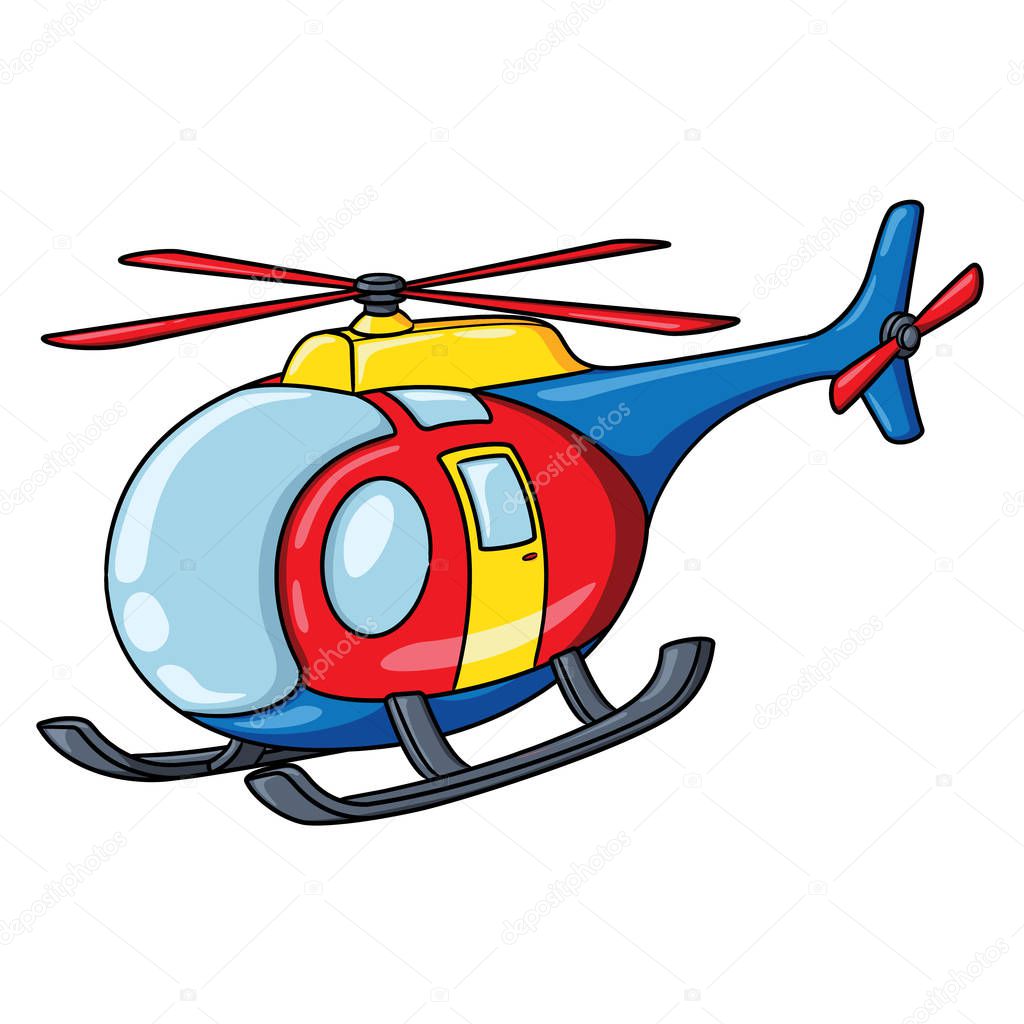 Illustration of cute cartoon helicopter.
