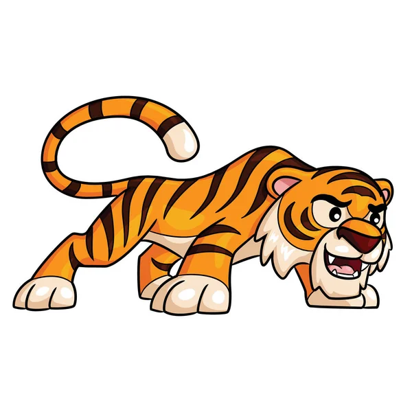 Illustration Cute Cartoon Tiger — Stock Vector