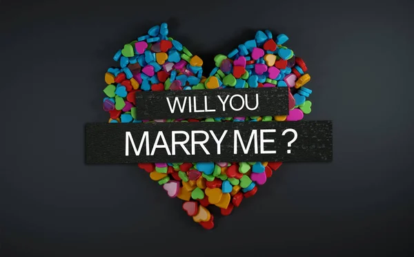 Benimle evlenir misin? 3D render — Stok fotoğraf