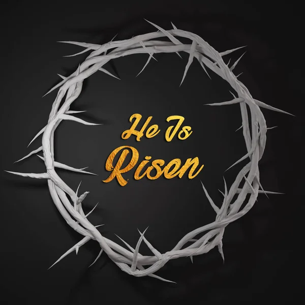 He is Risen Crown of Thorns 3D Rendering Dark Background