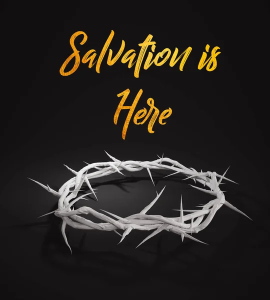 La salvación está aquí Corona de espinas 3D renderizado fondo oscuro —  Fotos de Stock