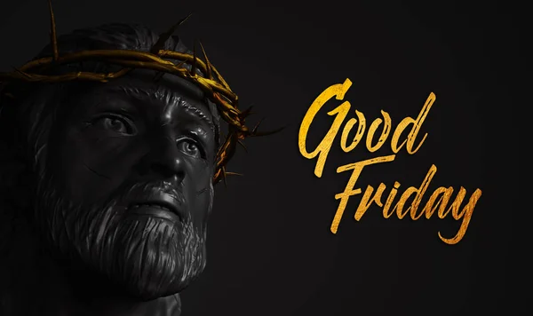 Good Friday Gold Text Jesus Christ Statue with Crown of Thorns 3