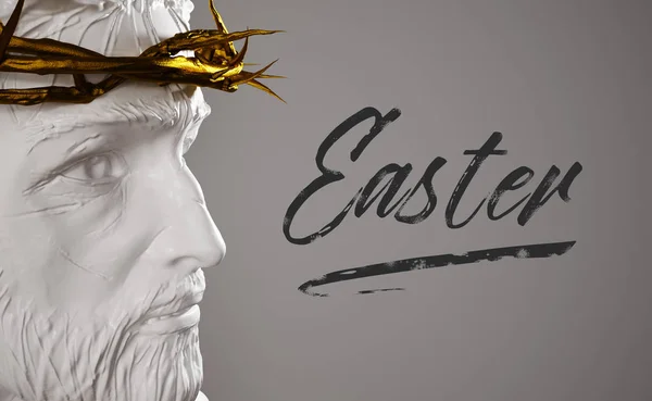 Texto de Pascua Estatua de Jesucristo con corona de oro de Tho —  Fotos de Stock