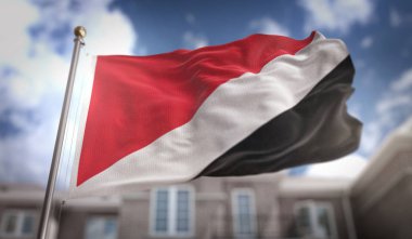 Sealand bayrak 3d Render mavi gökyüzü bina b Prensliği