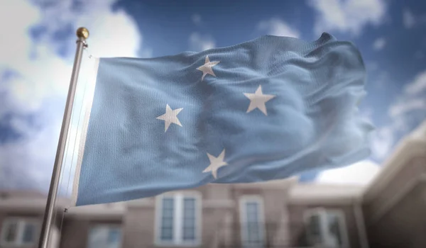 Föderierte Staaten Mikronesien Flagge 3d Rendering auf blauem Himmel bui — Stockfoto