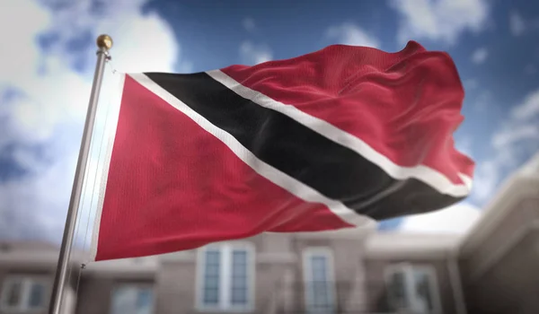 Trinidad e Tobago Bandiera 3D Rendering su Blue Sky Building Backg — Foto Stock
