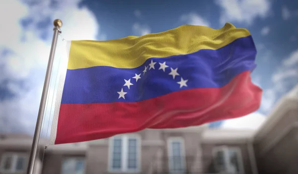 Venezuela Bandeira 3D Renderização no fundo do edifício Céu Azul — Fotografia de Stock