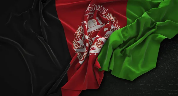 Afghanistan Flag Wrinkled On Dark Background 3D Render — Stock Photo, Image