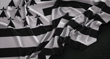Brittany Flag buruşuk Dark üzerinde arka plan 3d Render 