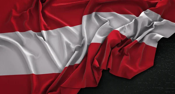 奥地利国旗皱在黑暗背景 3d 渲染 — 图库照片
