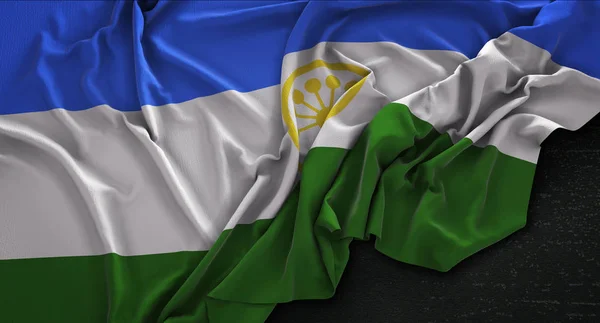Baschkortostan Flagge zerknittert auf dunklem Hintergrund 3d Render — Stockfoto
