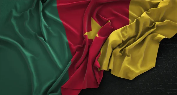 Cameroon Flag Wrinkled On Dark Background 3D Render — Stock Photo, Image