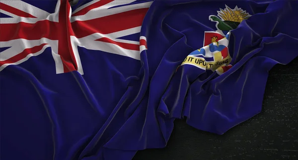 Bandera de las Islas Caimán arrugada sobre fondo oscuro 3D Render —  Fotos de Stock
