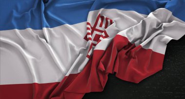 Mari El bayrak buruşuk Dark üzerinde arka plan 3d Render 