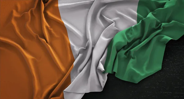 Ivory Coast Flag Wrinkled On Dark Background 3D Render — Stock Photo, Image