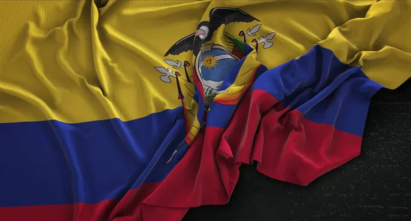 Ecuador zászló ráncos, a sötét háttér, 3d Render — Stock Fotó