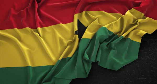 Ghana Flag Wrinkled On Dark Background 3D Render — Stock Photo, Image