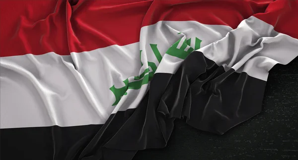Vlag van Irak gerimpeld op donkere achtergrond 3d Render — Stockfoto