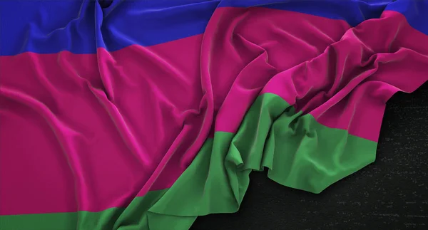 Bandeira da República Popular de Kuban enrugada no fundo escuro 3D Rend — Fotografia de Stock