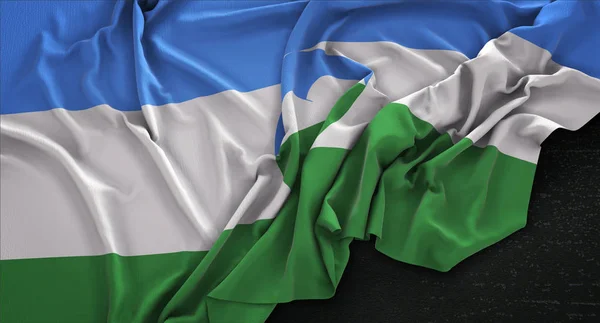 Kabardino-balkaria-flagge faltig auf dunklem hintergrund 3d render — Stockfoto