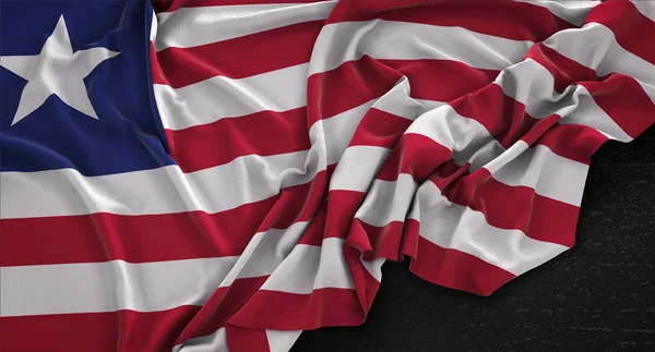 Liberia Flag Wrinkled On Dark Background 3D Render — Stock Photo, Image