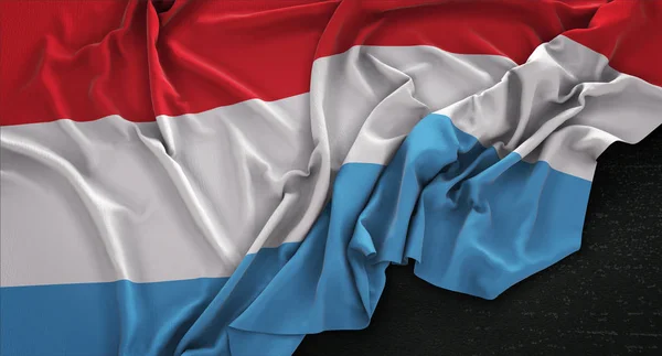 Luxembourg Flag Wrinkled On Dark Background 3D Render — Stock Photo, Image