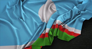 Saha Cumhuriyeti bayrağı buruşuk Dark üzerinde arka plan 3d Render 