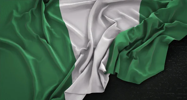 Nigeria Flag Wrinkled On Dark Background 3D Render — Stock Photo, Image