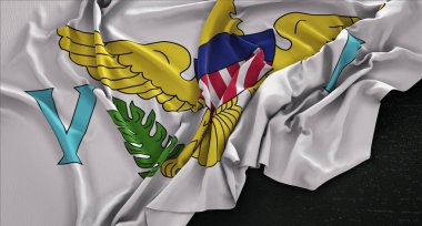Amerika Birleşik Devletleri Virgin Adaları bayrak kırışmış üzerinde koyu arka plan 3d