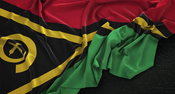 Vanuatu-Flagge zerknittert auf dunklem Hintergrund 3D-Renderer — Stockfoto