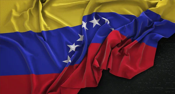 Venezuela Flagge zerknittert auf dunklem Hintergrund 3d Render — Stockfoto