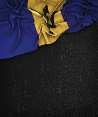 Barbados bayrağı Vintage bir Grunge üzerinde siyah uzay Fo ile kara tahta