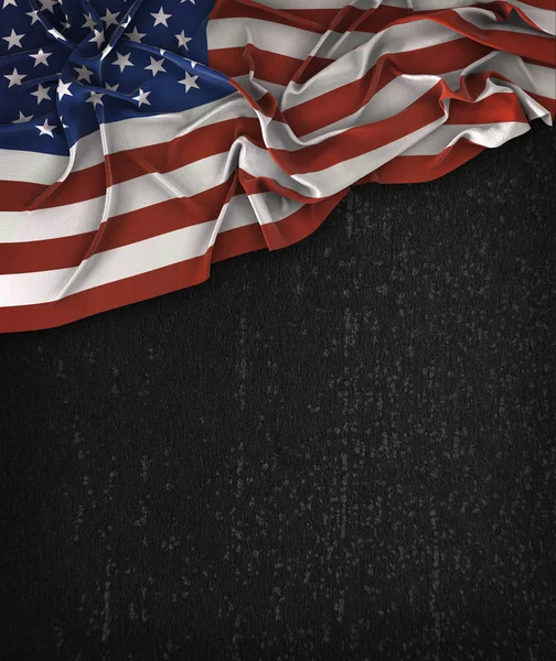 America USA Flag Vintage on a Grunge Black Chalkboard With Space — Stock Photo, Image