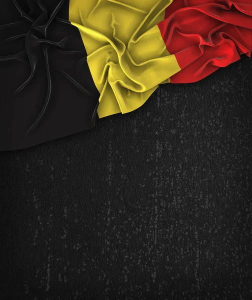 Vintage vlajka Belgie na Grunge černé tabuli s prostorem pro — Stock fotografie