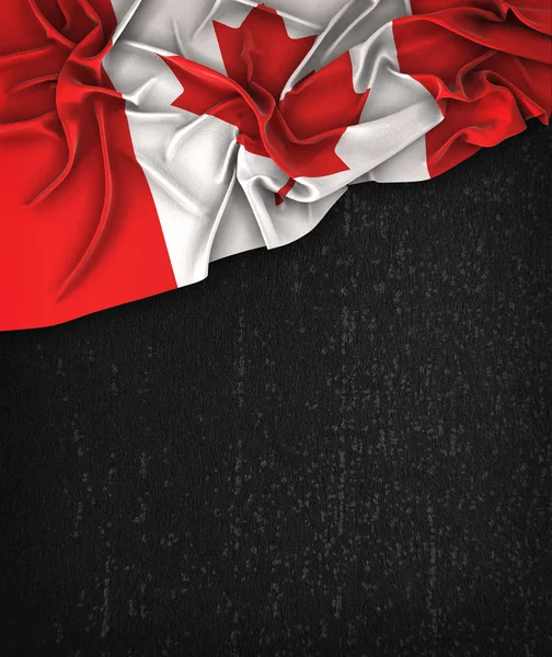 Canada Flag Vintage on a Grunge Black Chalkboard With Space For — Stock Photo, Image