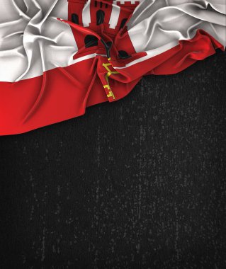 Gibraltar bayrak Vintage bir Grunge üzerinde siyah kara tahta ile yer F