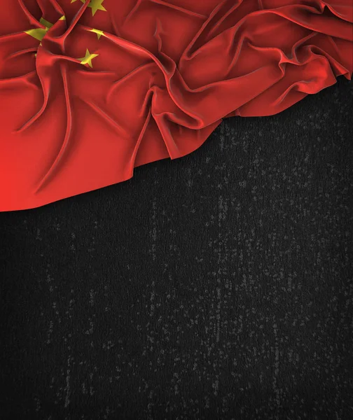 Chine drapeau vintage sur un tableau noir grunge avec espace pour T — Photo