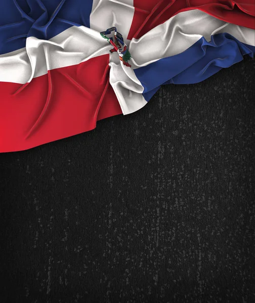 Dominican Republic Flag Vintage on a Grunge Black Chalkboard Wit — Stock Photo, Image
