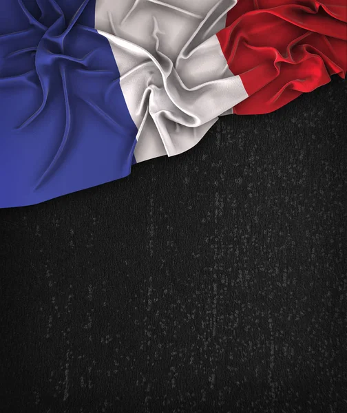 France Flag Vintage on a Grunge Black Chalkboard With Space For — Stock Photo, Image