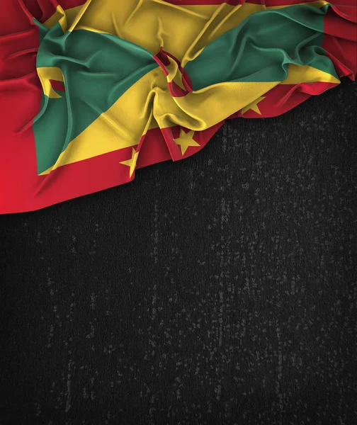 Grenada zászló Vintage egy Grunge-a fekete hely Chalkboard — Stock Fotó