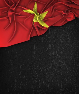 Vietnam bayrağı Vintage bir Grunge üzerinde siyah kara tahta yeri olan