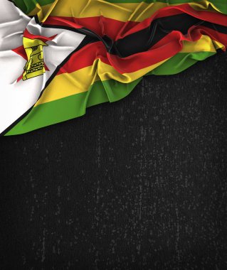 Zimbabve bayrağı Vintage bir Grunge üzerinde siyah uzay Fo ile kara tahta