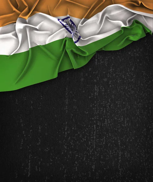 India Flag Vintage on a Grunge Black Chalkboard With Space For T — Stock Photo, Image