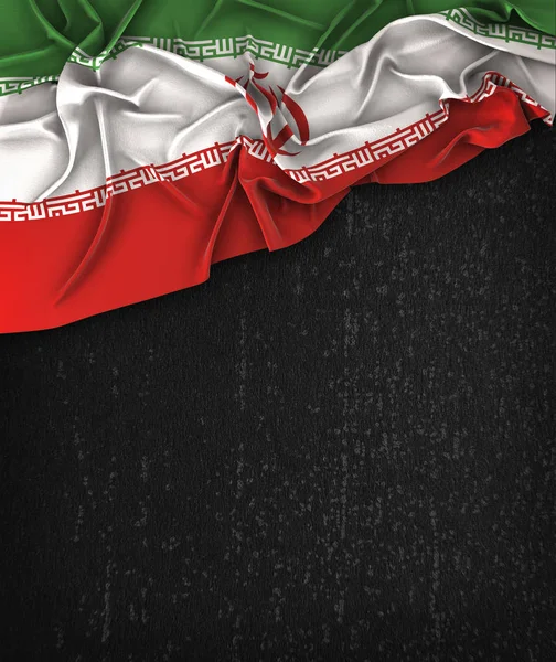 Iran Flag Vintage on a Grunge Black Chalkboard With Space For Te — Stock Photo, Image