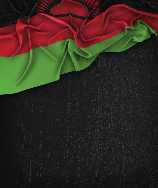 马拉维的旗帜葡萄酒在 Grunge 黑色黑板与空间 — 图库照片