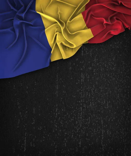 Romania Flag Vintage on a Grunge Black Chalkboard With Space For — Stock Photo, Image