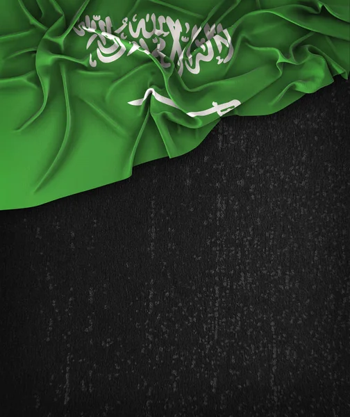 Saudi Arabia Flag Vintage on a Grunge Black Chalkboard With Spac — Stock Photo, Image