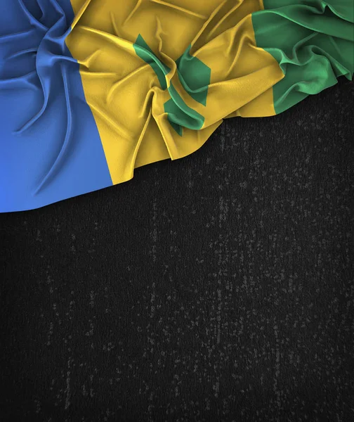 Сент-Вінсент і Гренадини прапор Vintage на чорному гранж — стокове фото